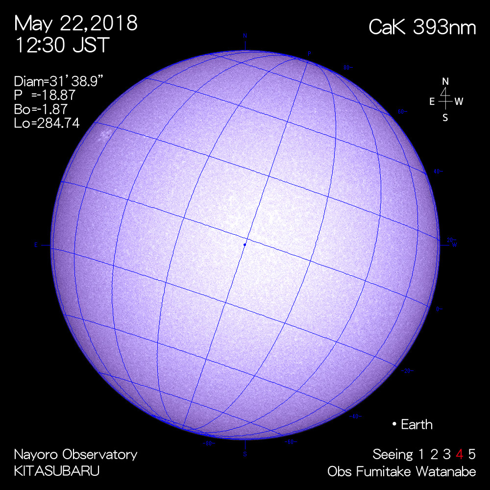 2018年5月22日CaK波長の太陽