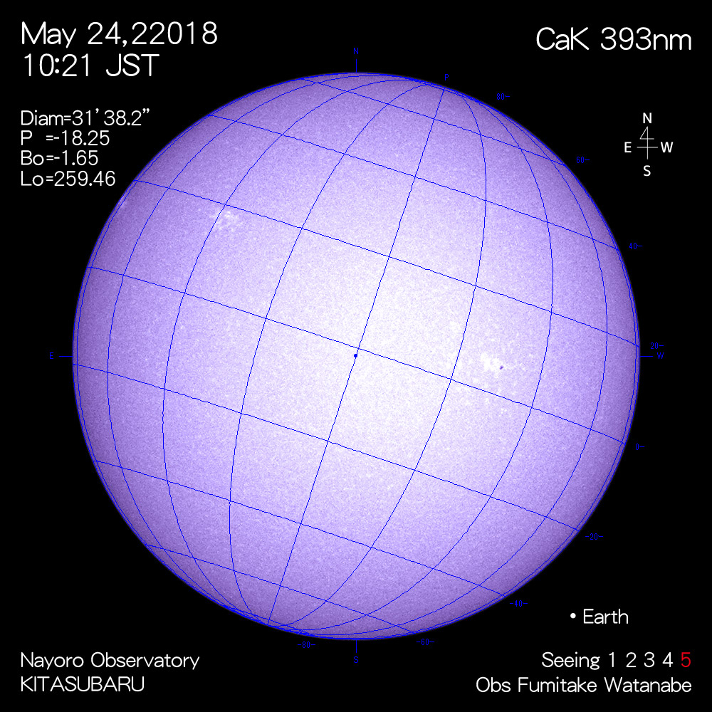 2018年5月24日CaK波長の太陽