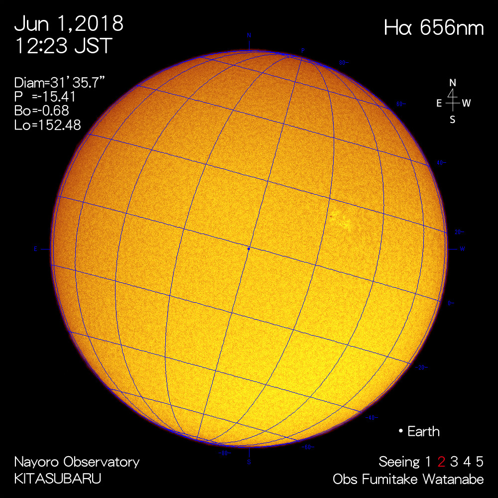2018年6月1日Hα波長の太陽