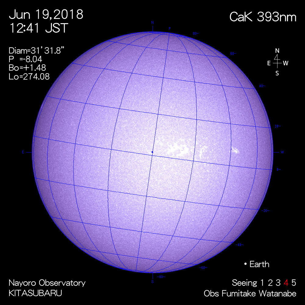 2018年6月19日CaK波長の太陽