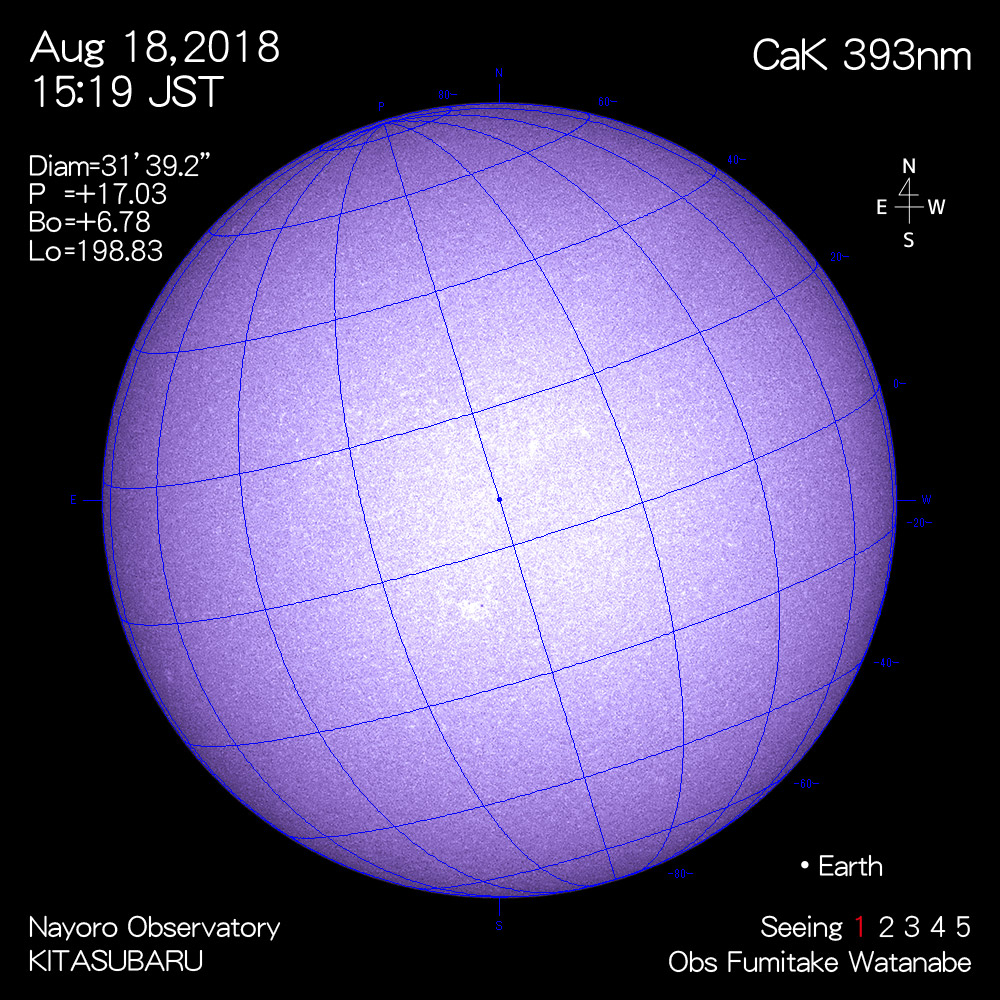 2018年8月18日CaK波長の太陽