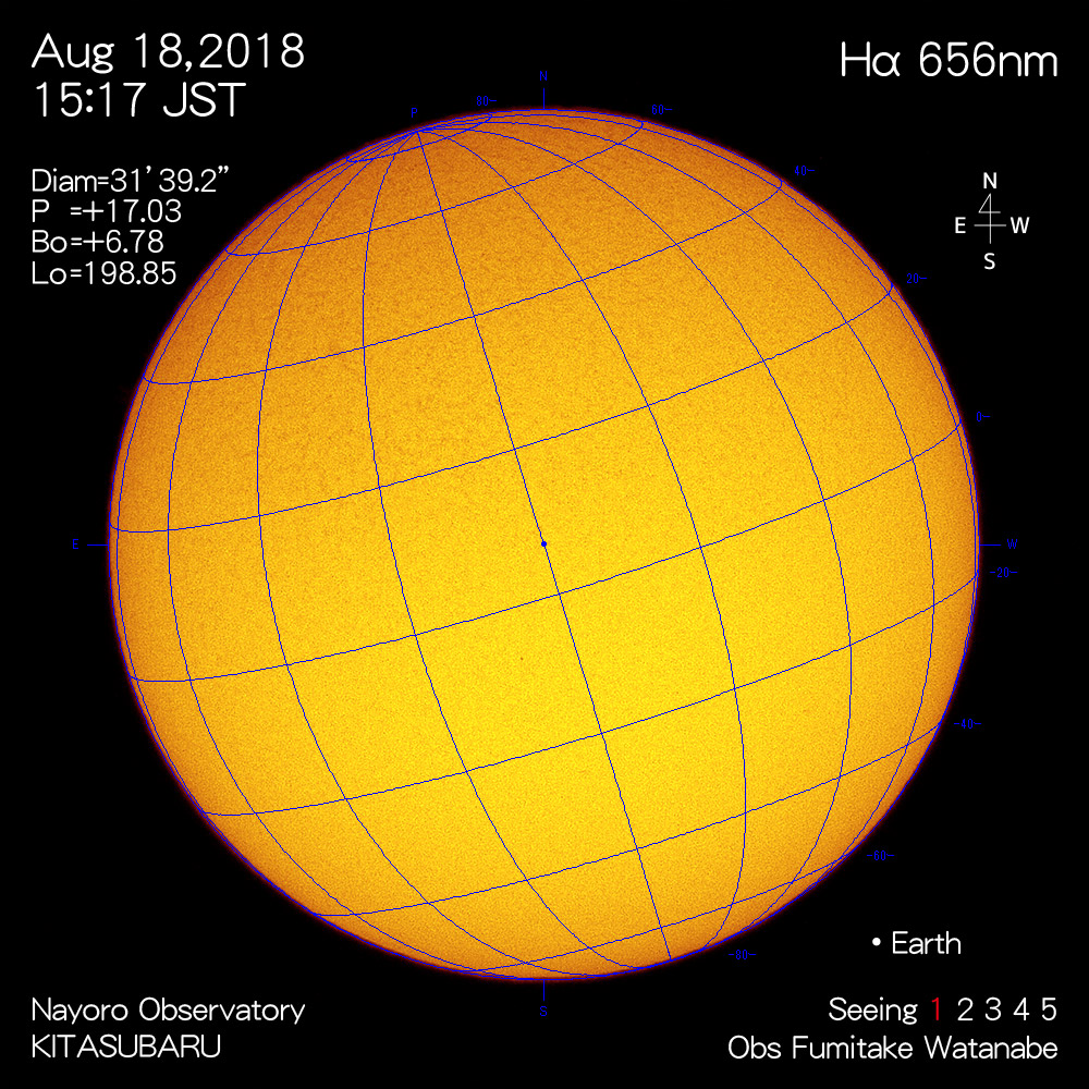 2018年8月18日Hα波長の太陽