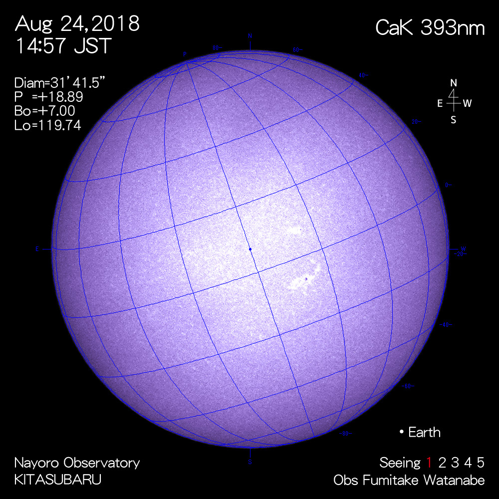 2018年8月24日CaK波長の太陽