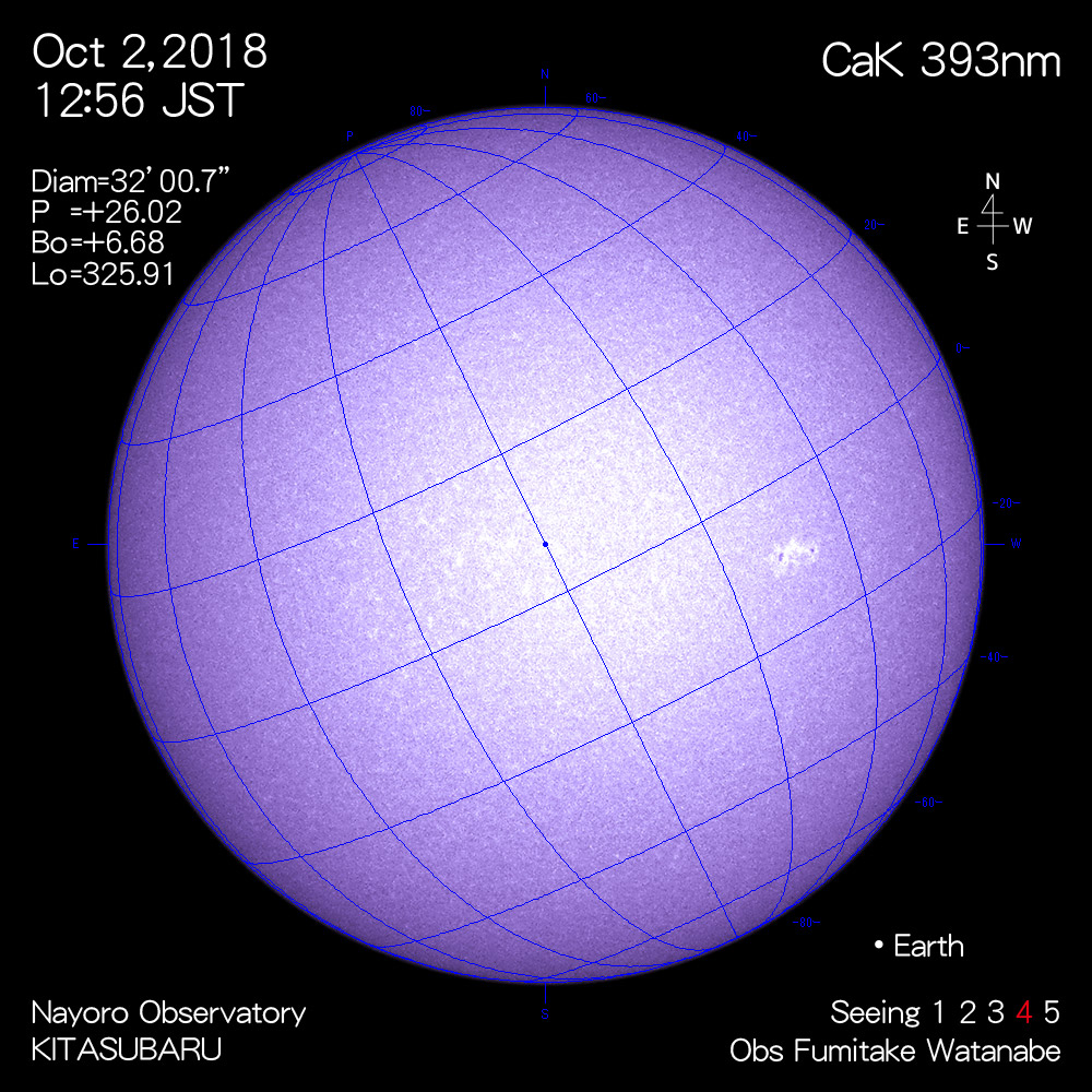 2018年10月2日CaK波長の太陽
