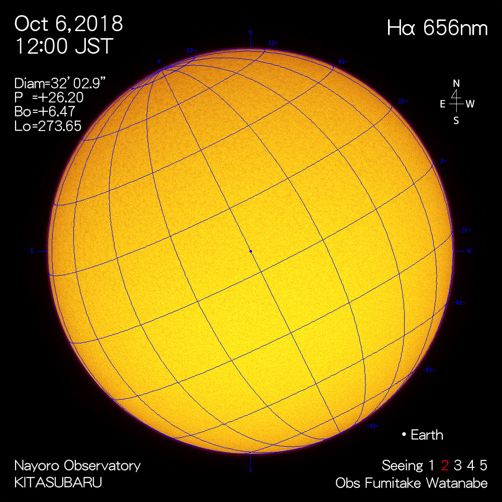 2018年10月6日Hα波長の太陽