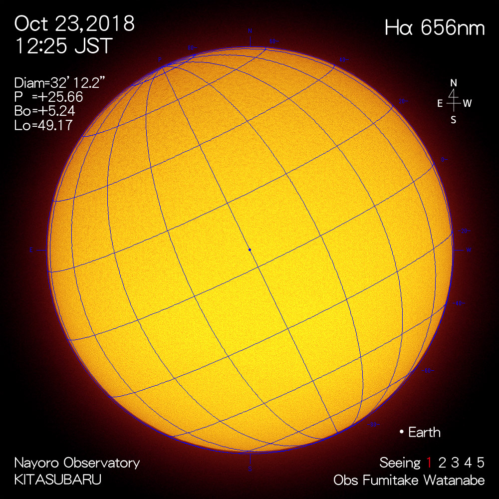2018年10月23日Hα波長の太陽