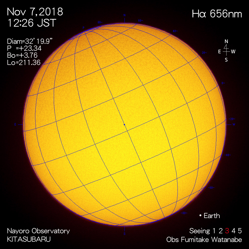 2018年11月7日Hα波長の太陽