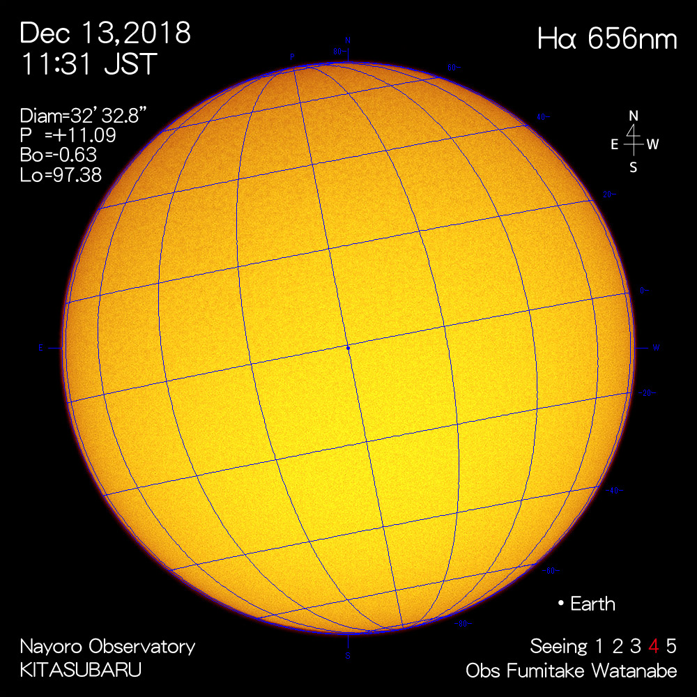 2018年12月13日Hα波長の太陽