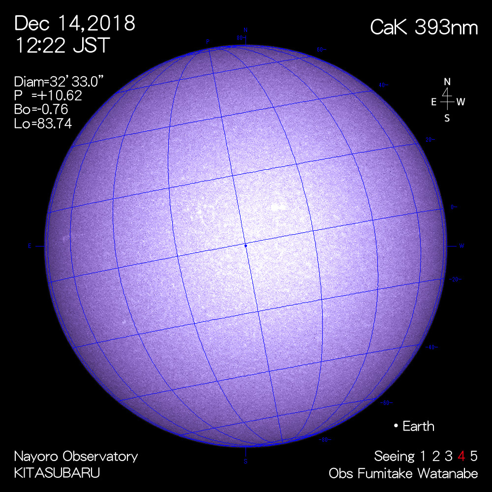 2018年12月14日CaK波長の太陽