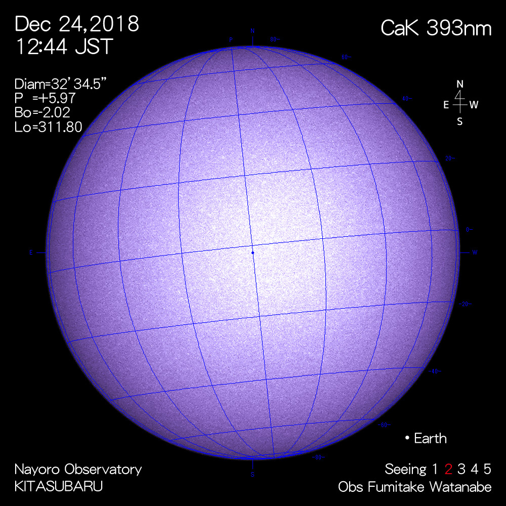 2018年12月24日CaK波長の太陽