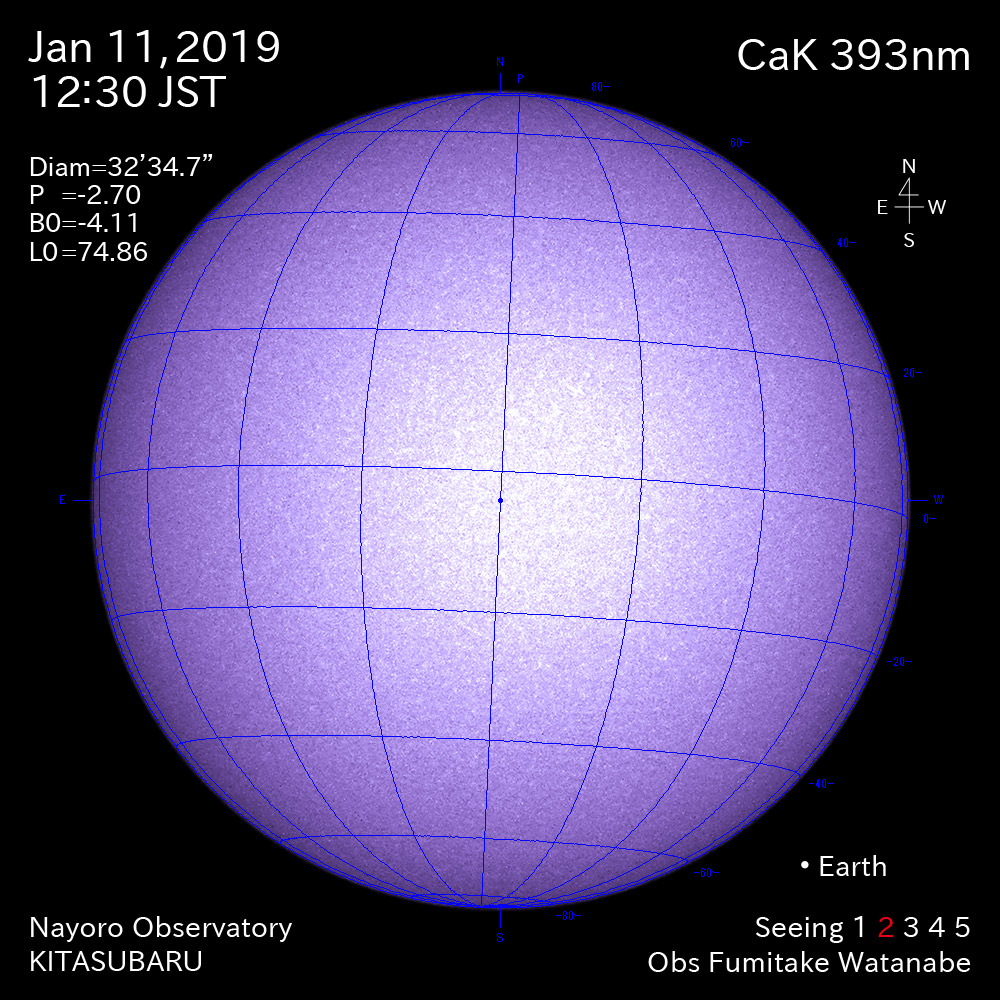 2019年1月11日CaK波長の太陽