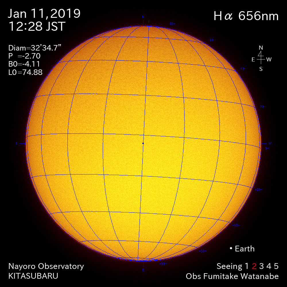 2019年1月11日Hα波長の太陽