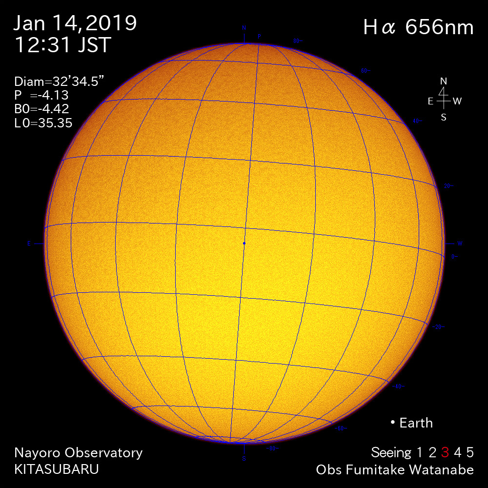 2019年1月14日Hα波長の太陽