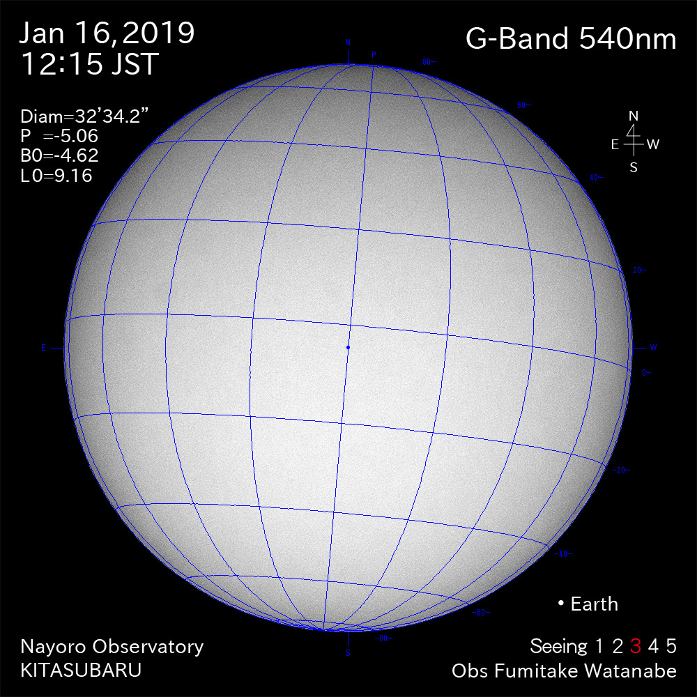2019年1月16日540nm波長の太陽