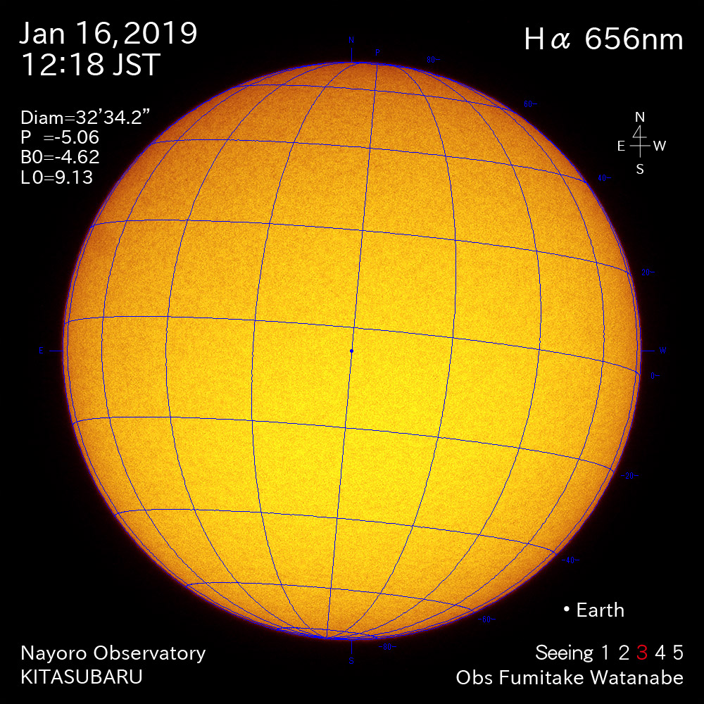 2019年1月16日Hα波長の太陽