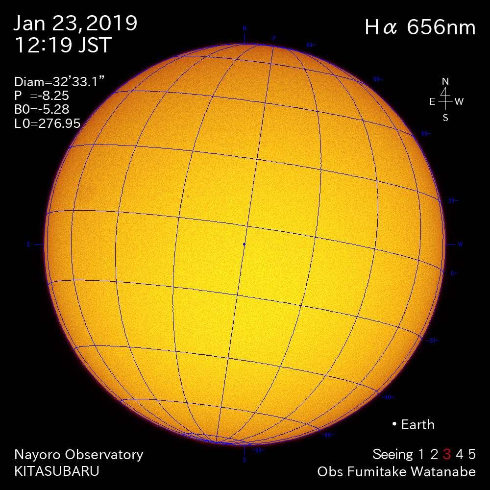 2019年1月23日Hα波長の太陽