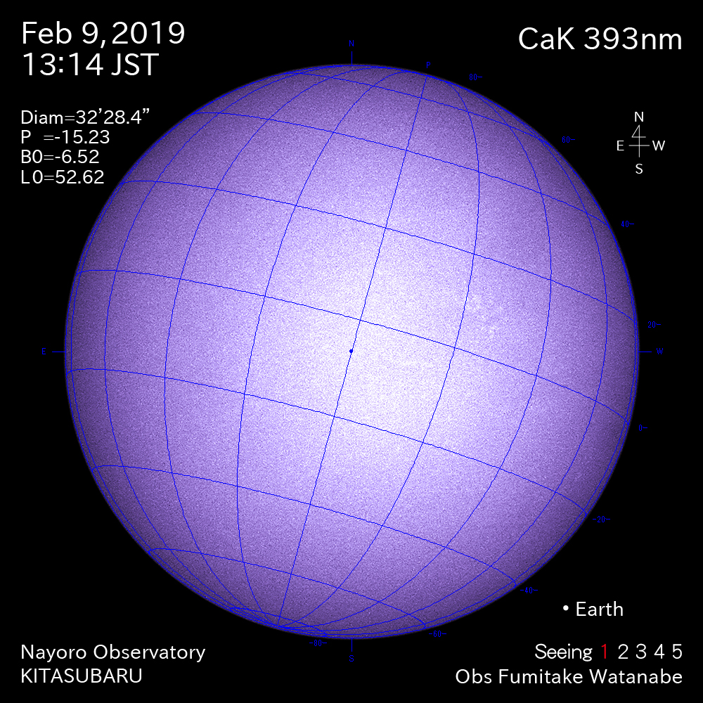2019年2月9日CaK波長の太陽