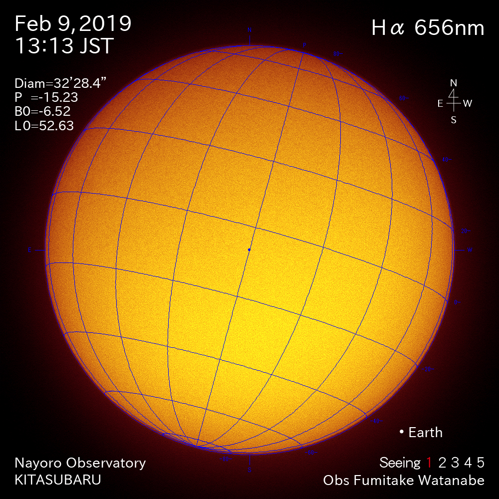 2019年2月9日Hα波長の太陽