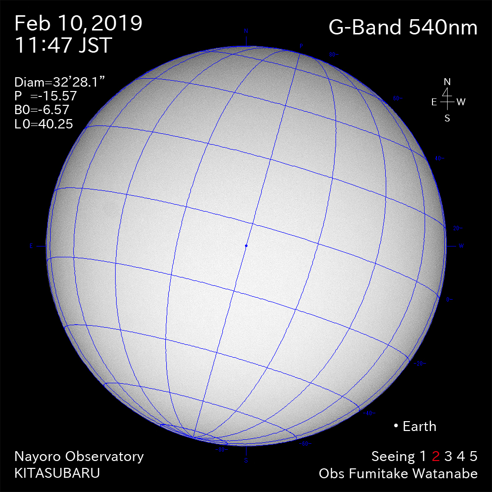 2019年2月10日540nm波長の太陽
