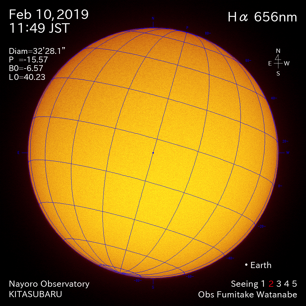 2019年2月10日Hα波長の太陽