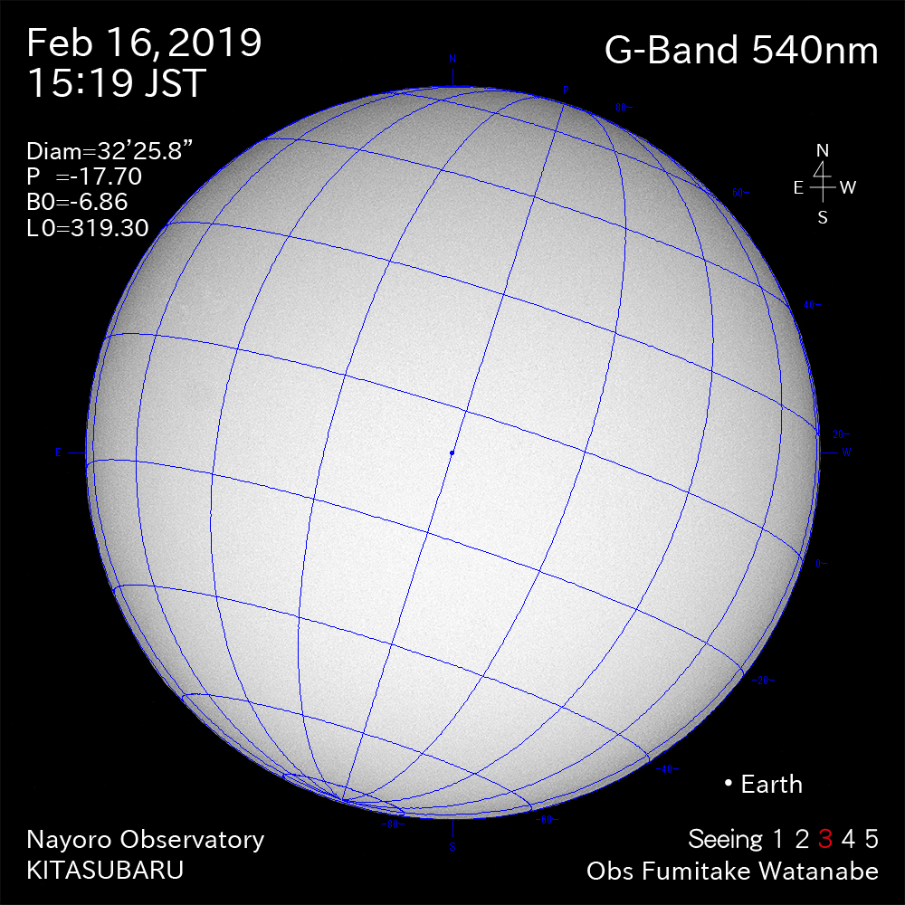 2019年2月16日540nm波長の太陽