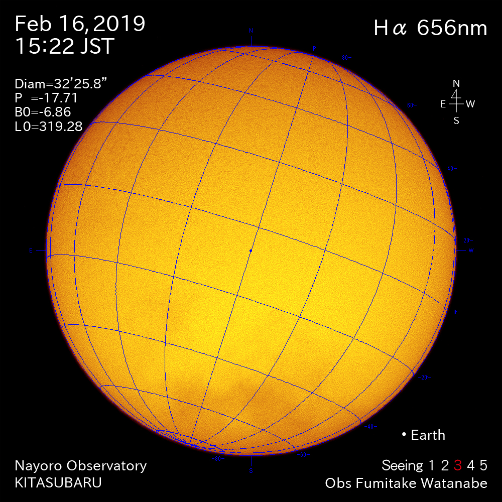 2019年2月16日Hα波長の太陽