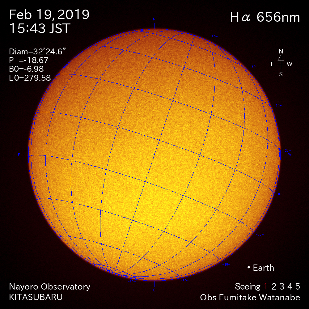 2019年2月19日Hα波長の太陽