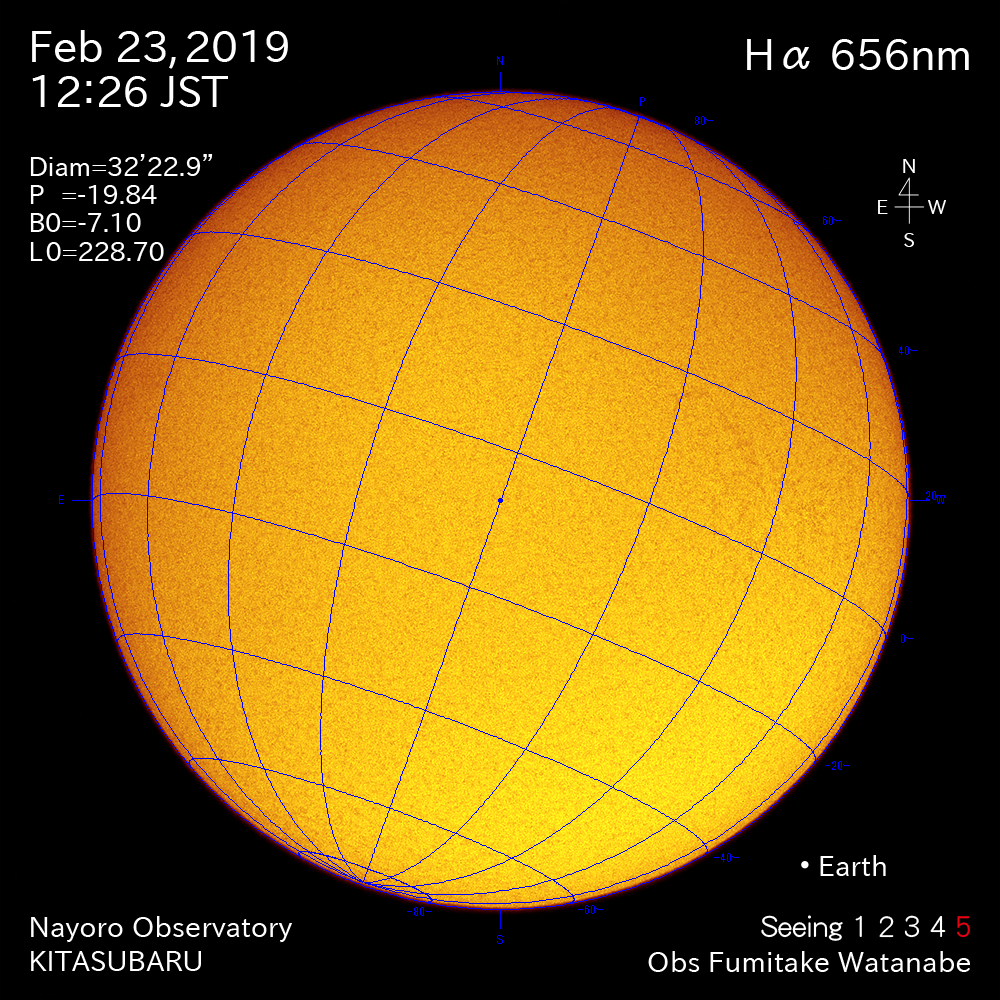 2019年2月23日Hα波長の太陽