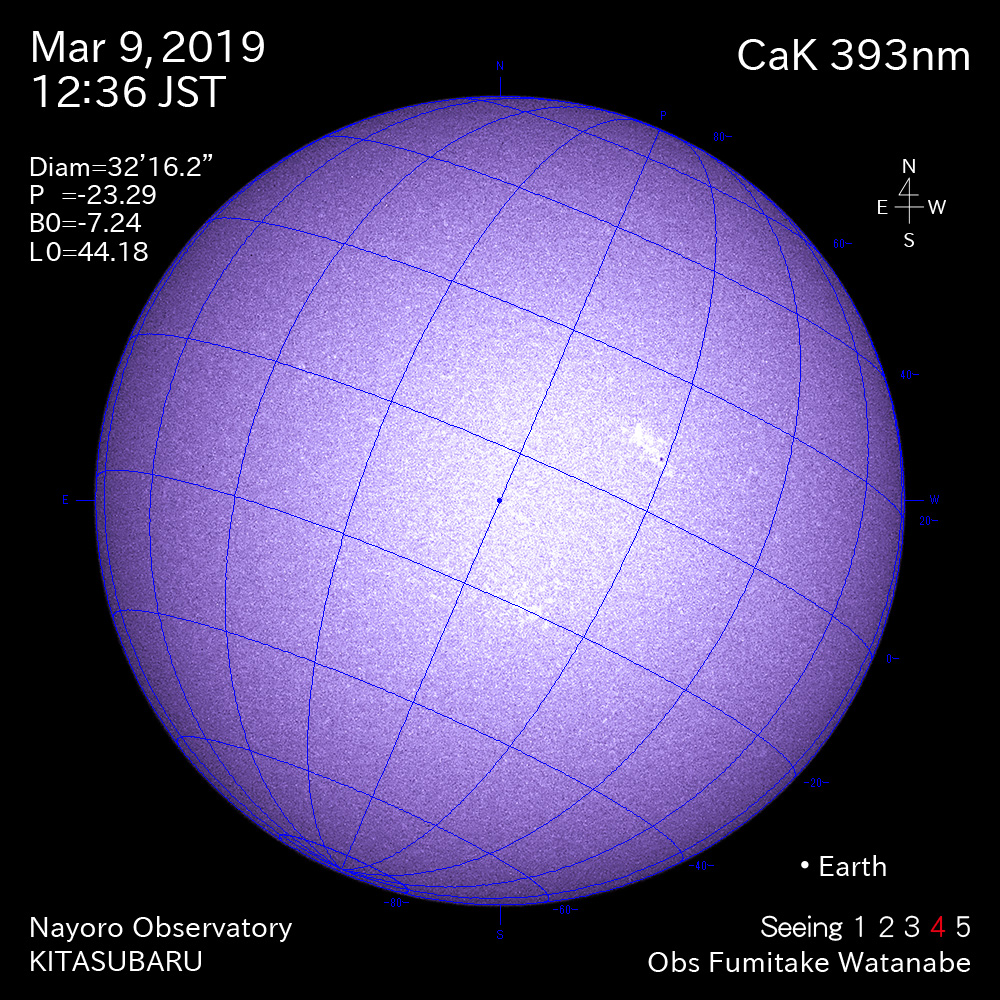 2019年3月9日CaK波長の太陽