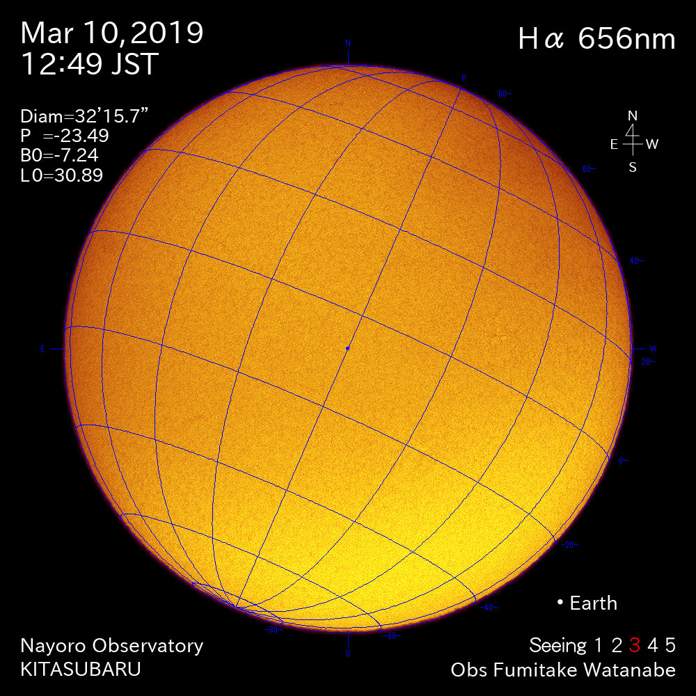 2019年3月10日Hα波長の太陽