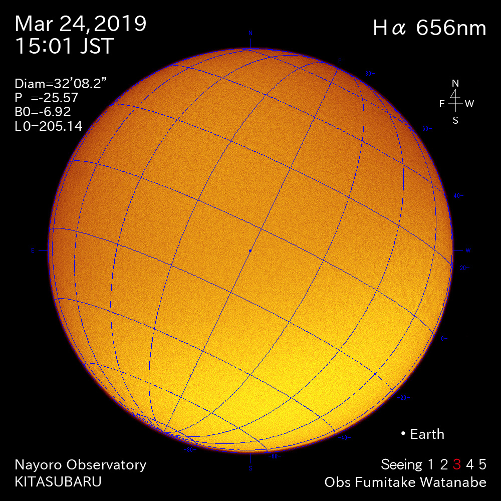 2019年3月24日Hα波長の太陽