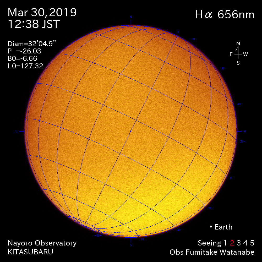 2019年3月30日Hα波長の太陽