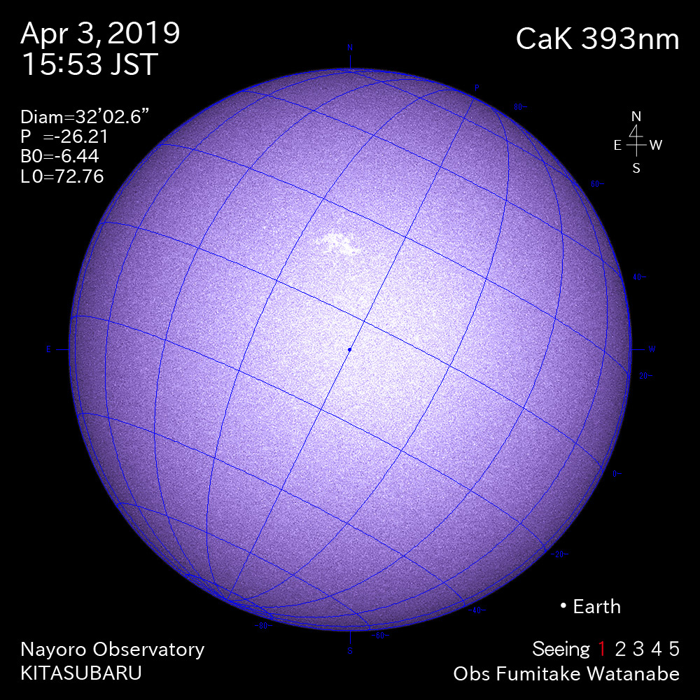 2019年4月3日CaK波長の太陽