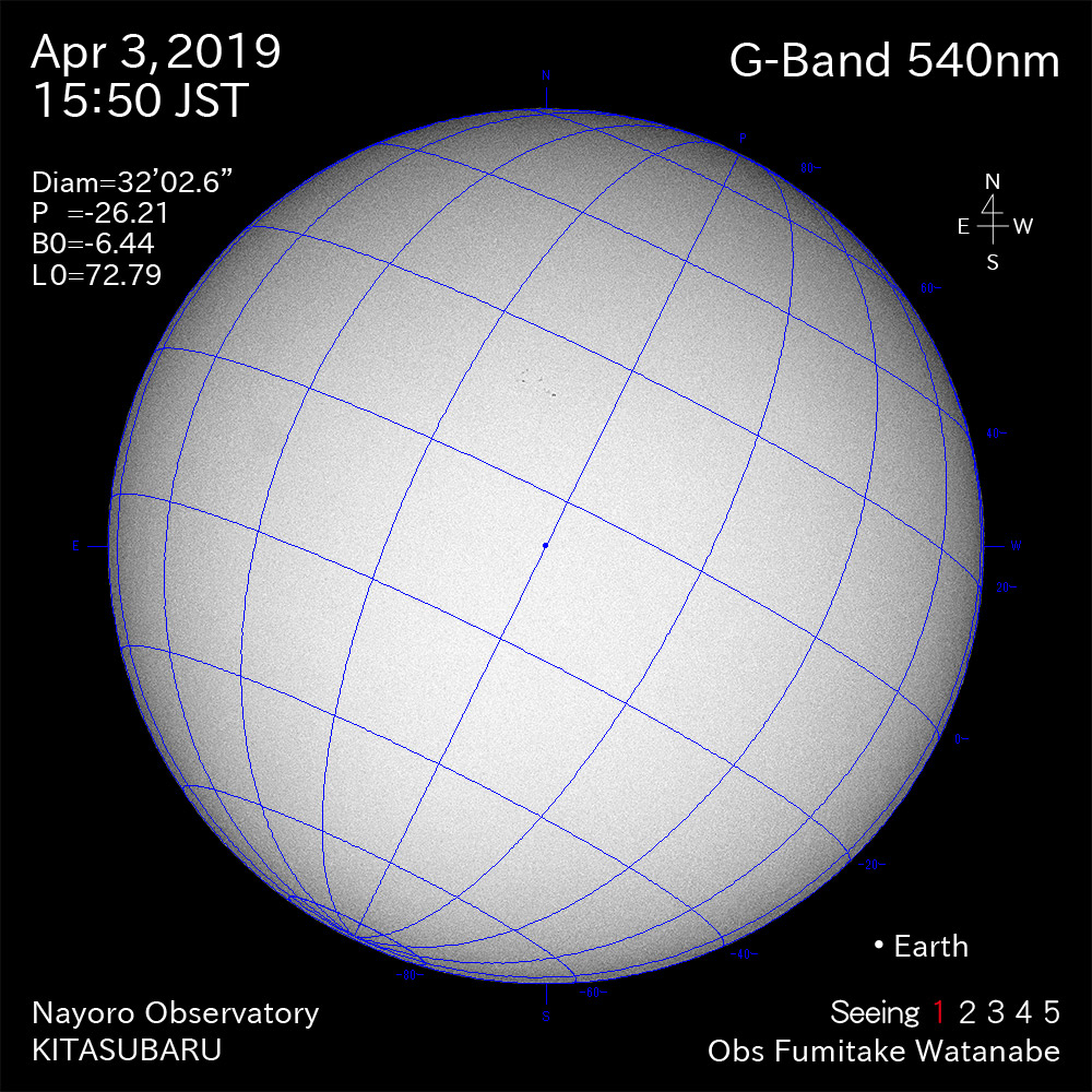2019年4月3日540nm波長の太陽
