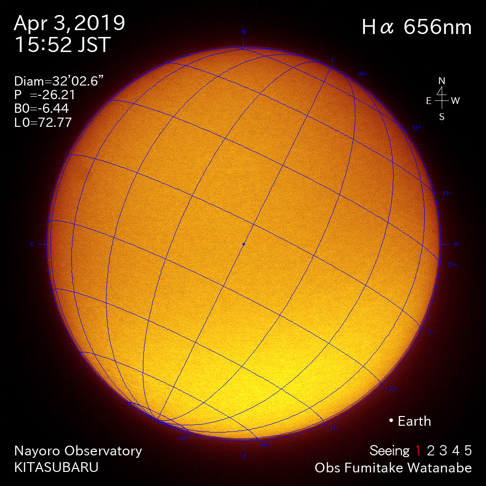 2019年4月3日Hα波長の太陽