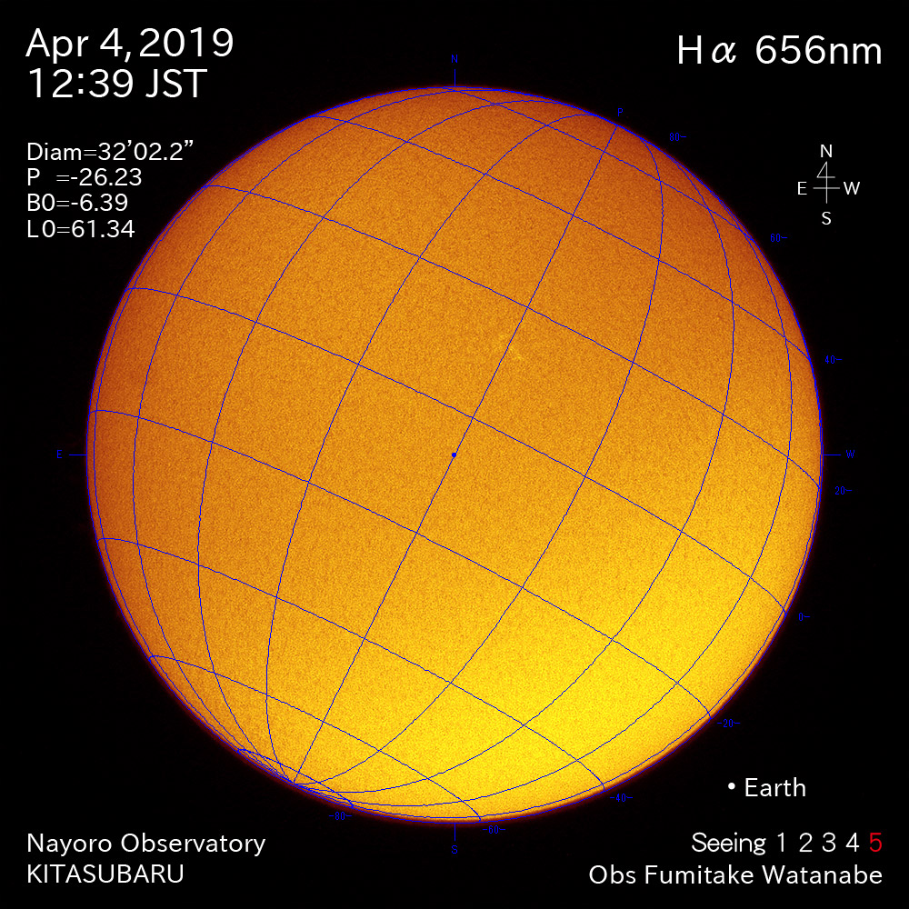 2019年4月4日Hα波長の太陽