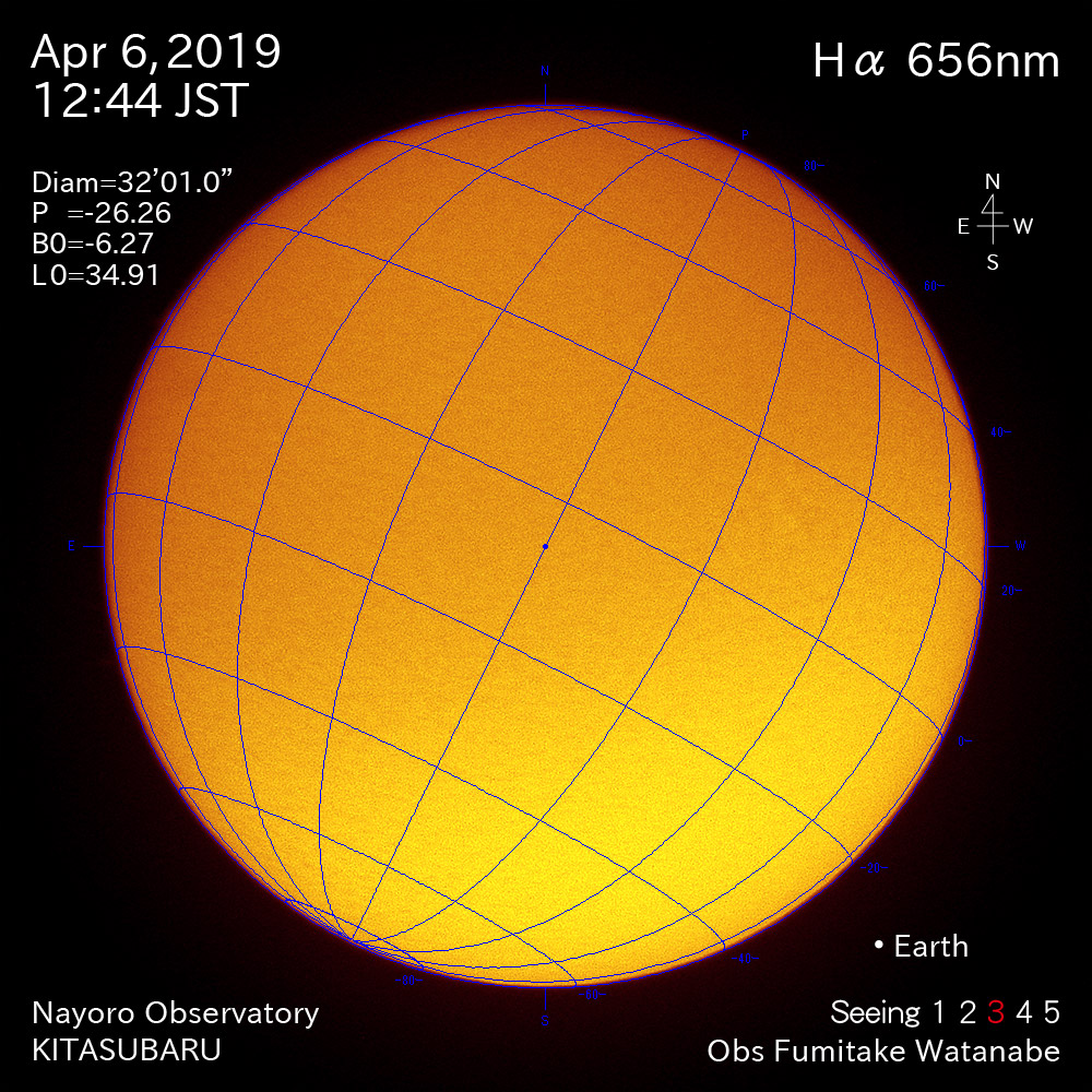 2019年4月6日Hα波長の太陽