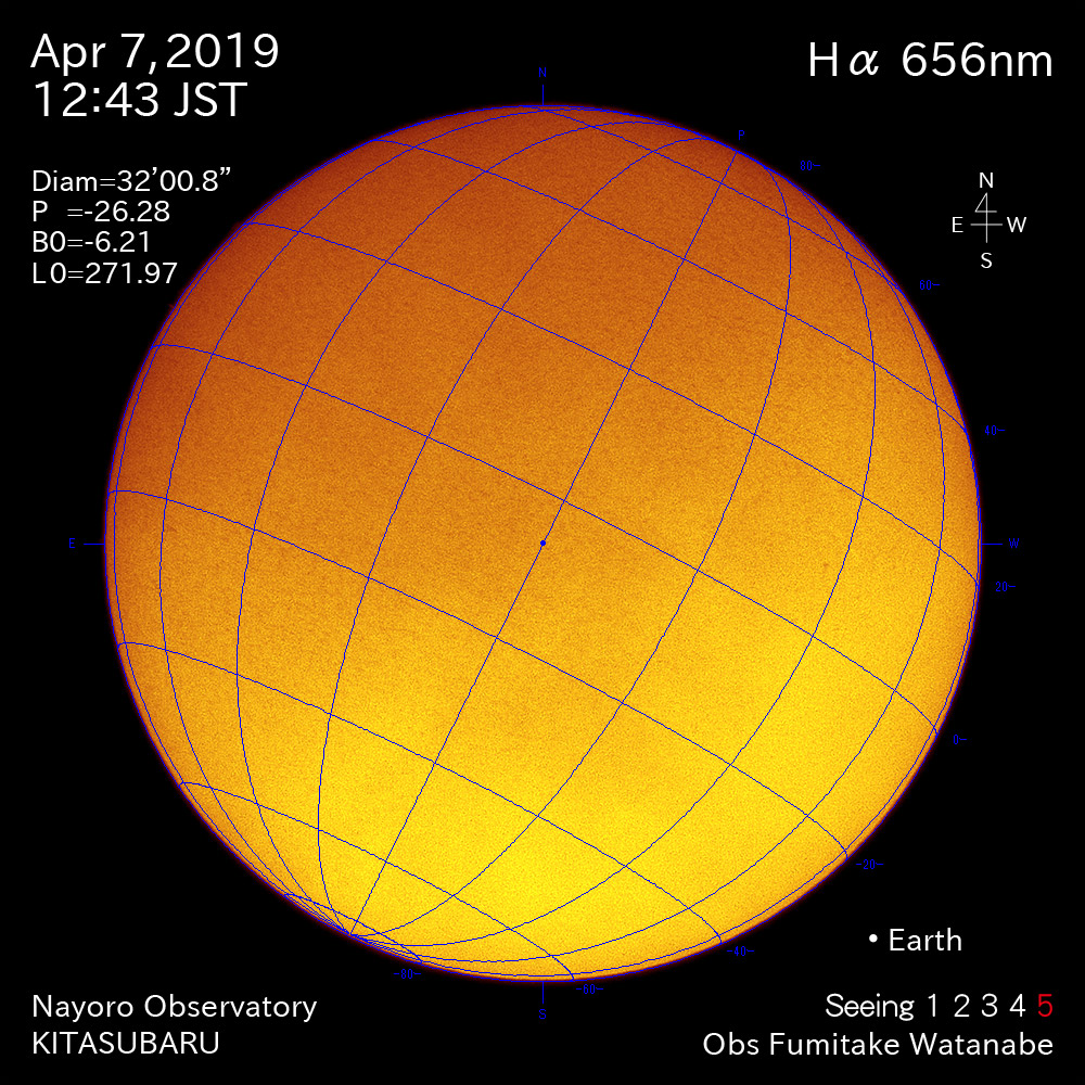 2019年4月7日Hα波長の太陽