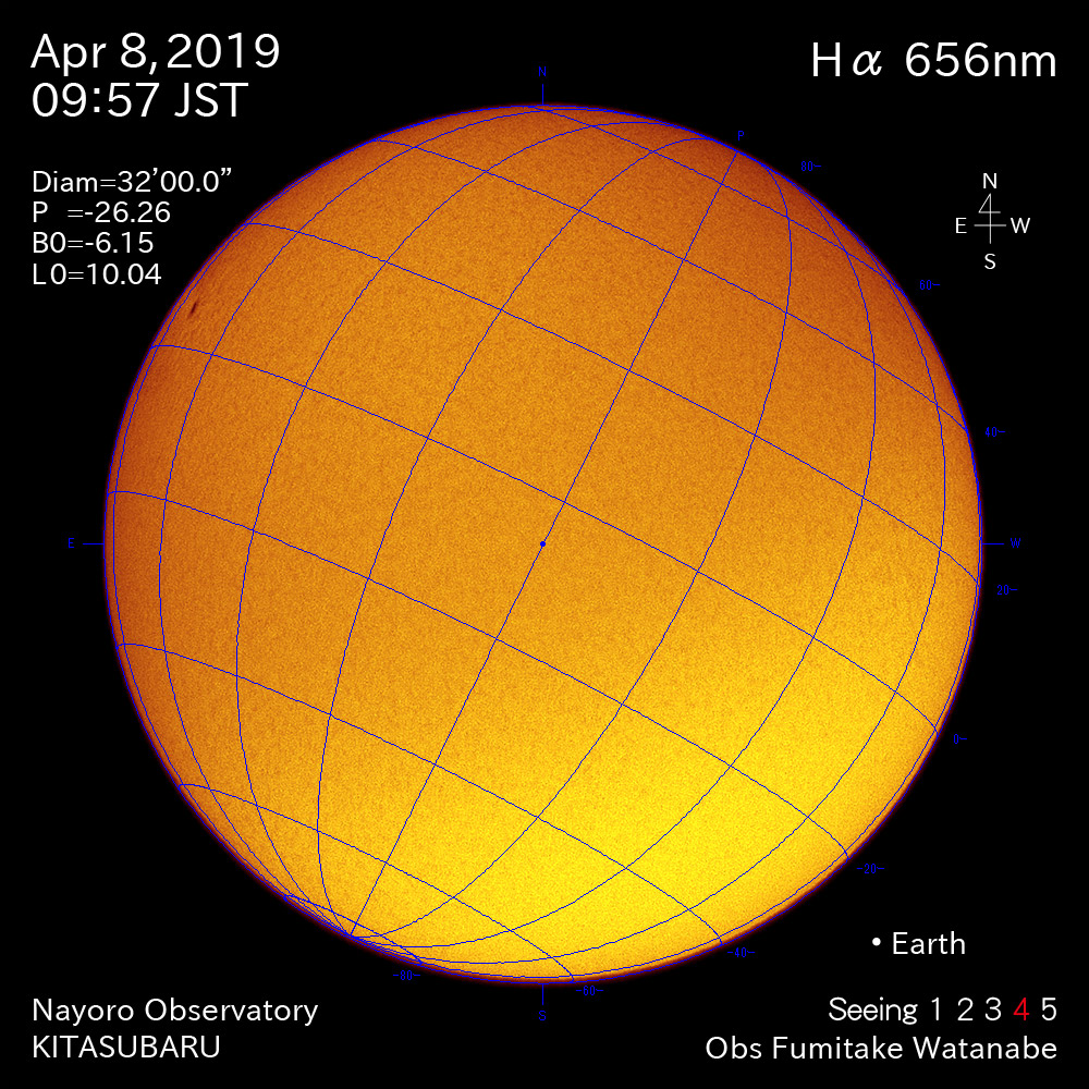 2019年4月8日Hα波長の太陽