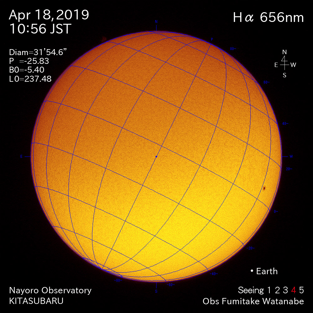 2019年4月18日Hα波長の太陽