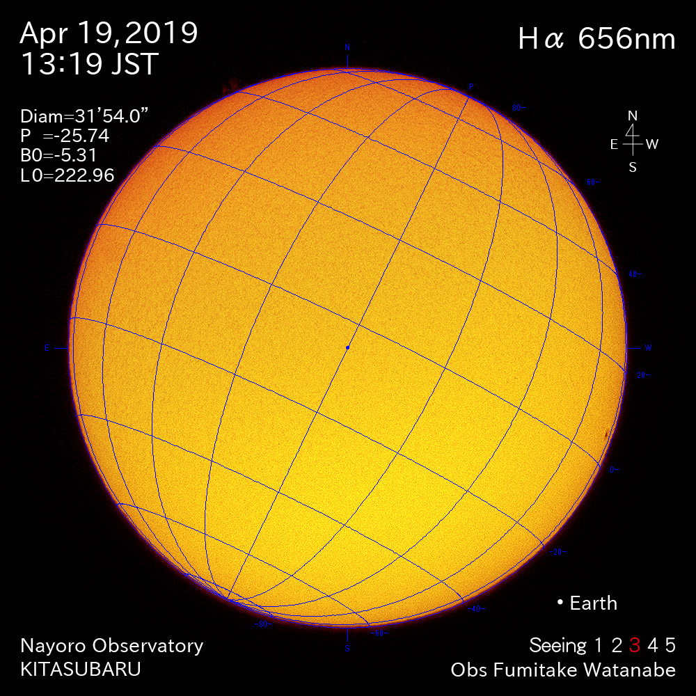 2019年4月19日Hα波長の太陽