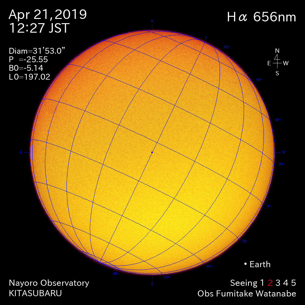 2019年4月21日Hα波長の太陽