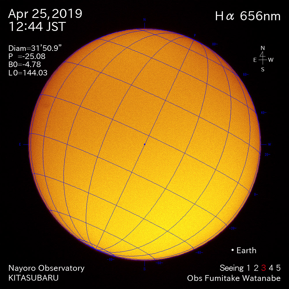 2019年4月25日Hα波長の太陽