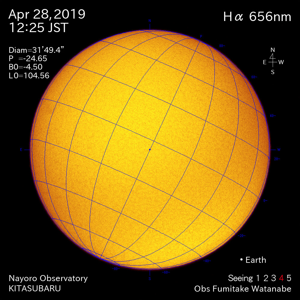 2019年4月28日Hα波長の太陽