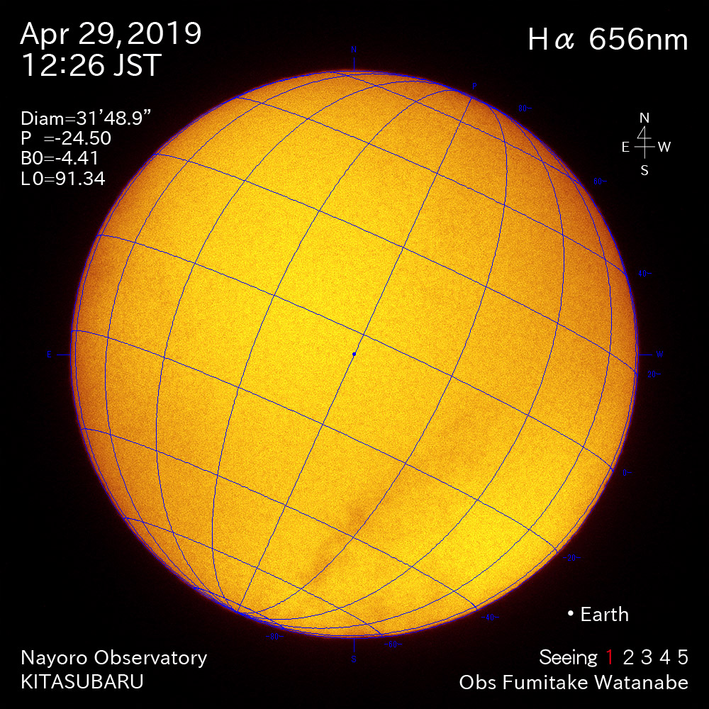 2019年4月29日Hα波長の太陽