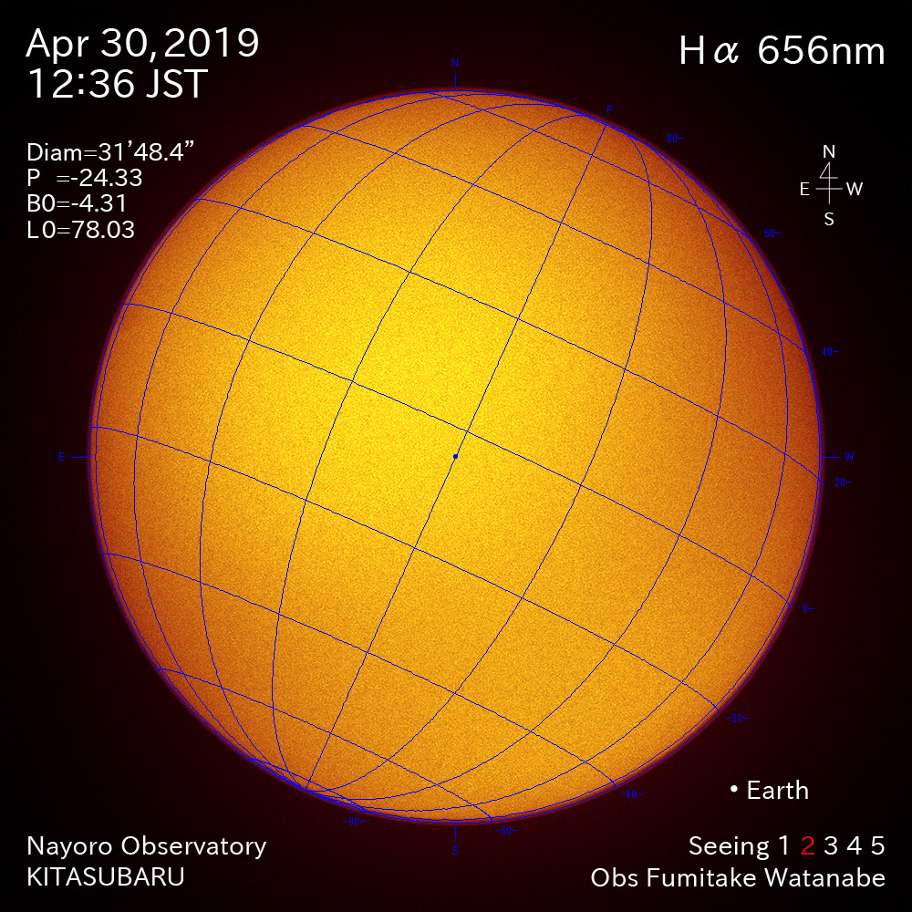 2019年4月30日Hα波長の太陽