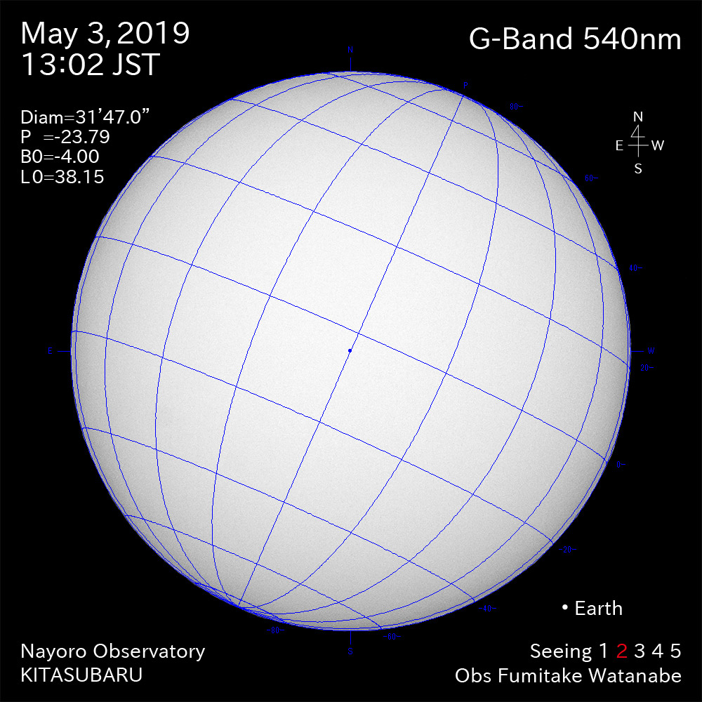 2019年5月3日540nm波長の太陽