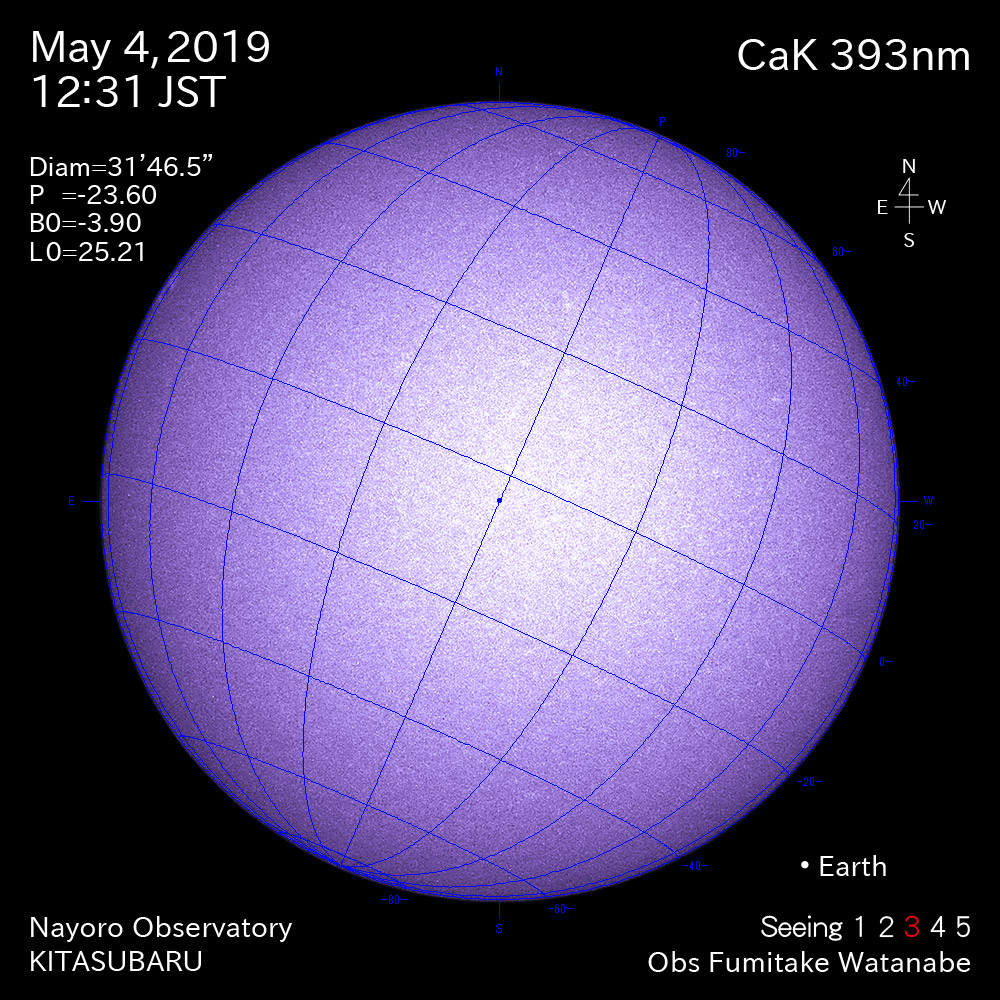 2019年5月4日CaK波長の太陽