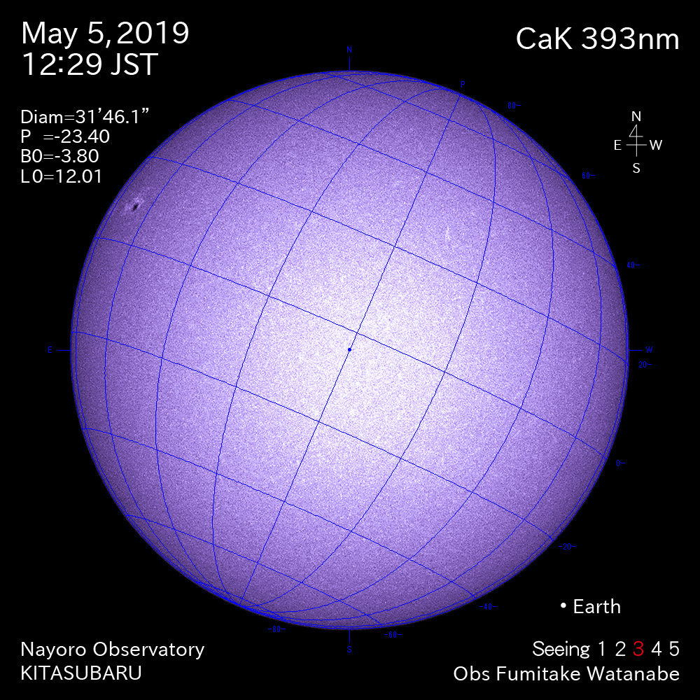 2019年5月5日CaK波長の太陽