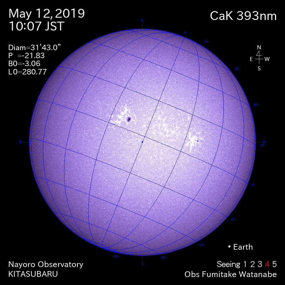 2019年5月12日CaK波長の太陽